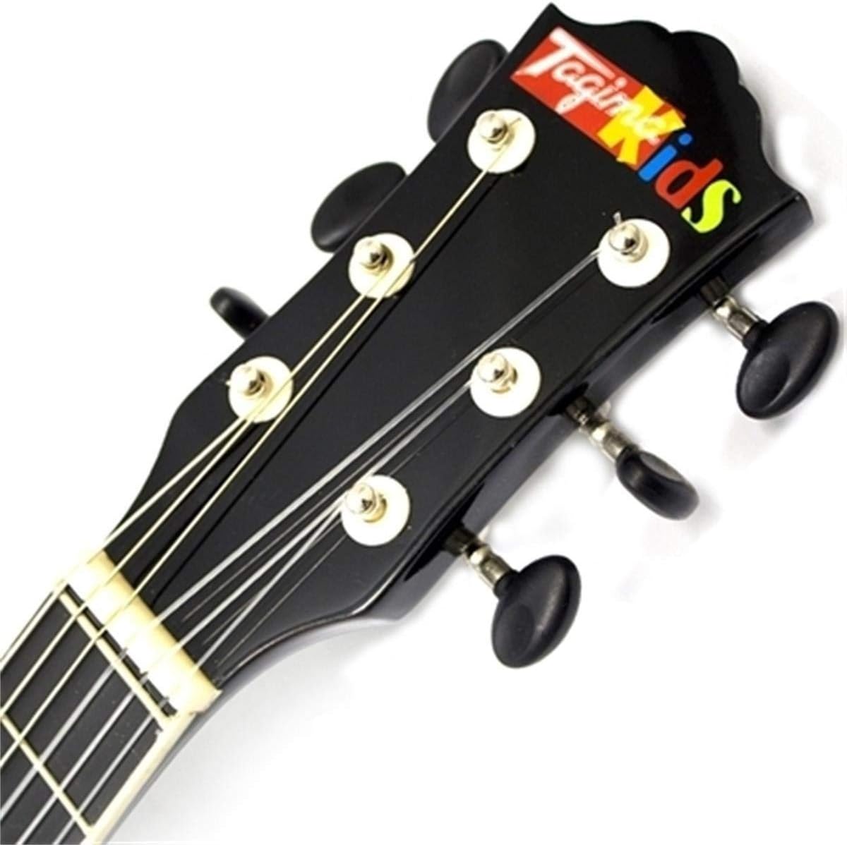 Headstock violão Tagima Kids V2 preto com logo colorido e 6 tarraxas