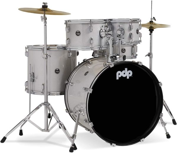 Bateria Acústica Pacific Drums Center Stage PDCE2215KTDW acabamento diamante branco