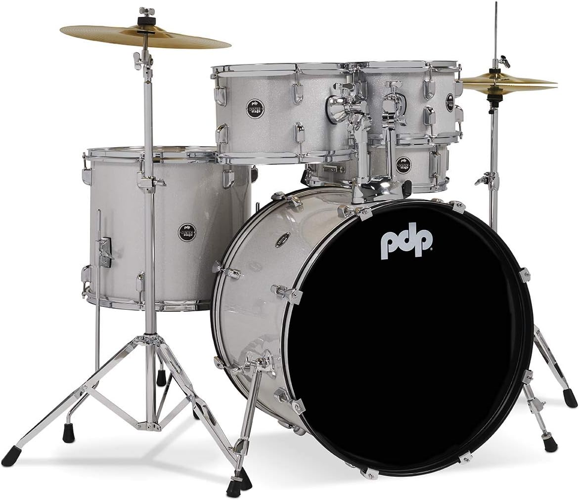 Bateria Acústica Pacific Drums Center Stage PDCE2215KTDW acabamento diamante branco