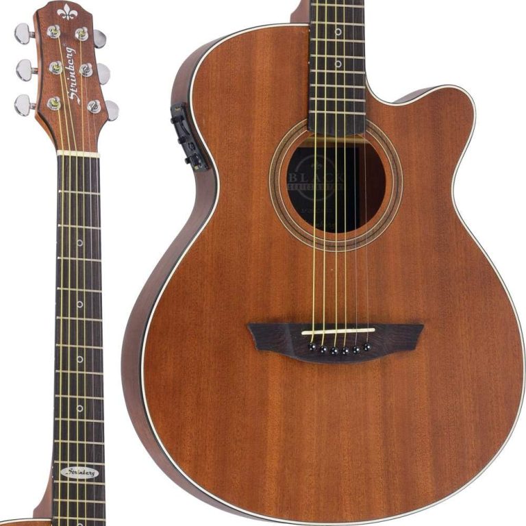 Violão acústico elétrico Strinberg SF200C marrom fosco com captador e corte para acesso facilitado às notas altas.