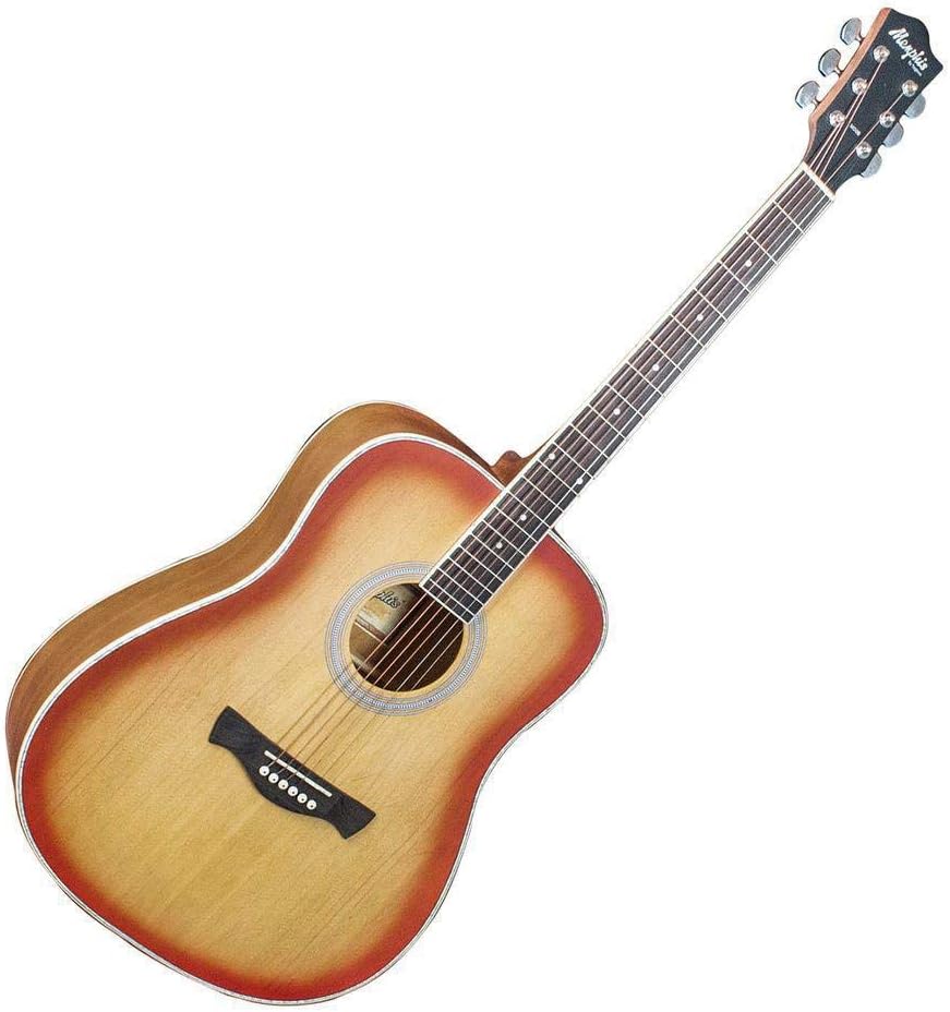 Violão acústico Tagima Memphis MD-20 cherryburst visto de cima em ângulo inclinado