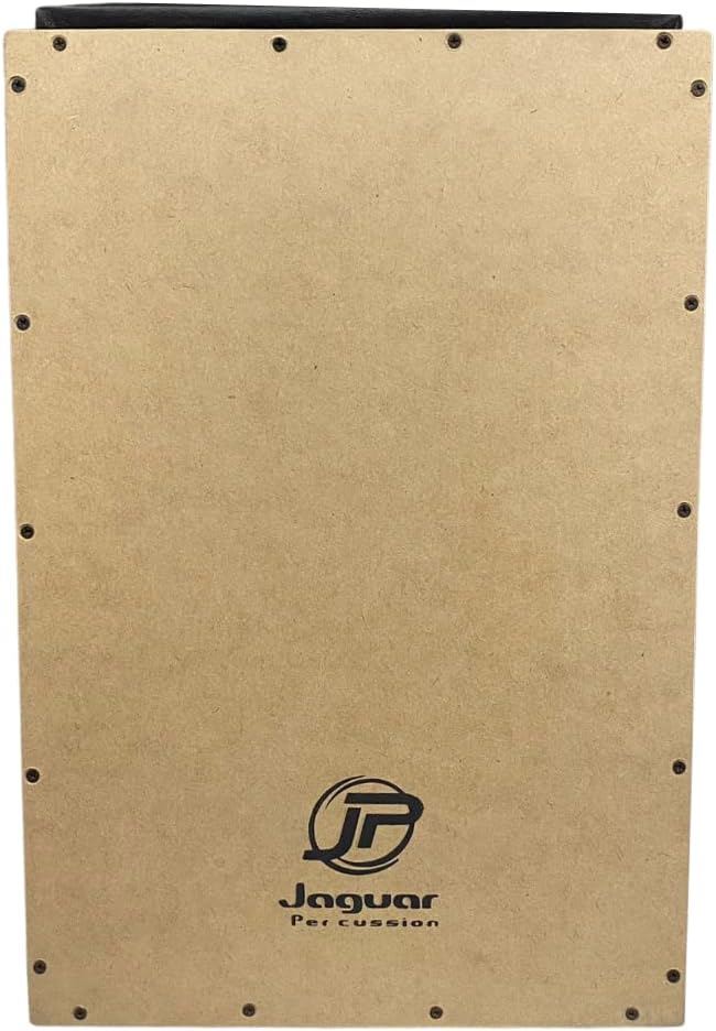 Cajon Jaguar Percussion CJ1000 K2 com tampo de madeira clara e corpo preto, vista frontal
