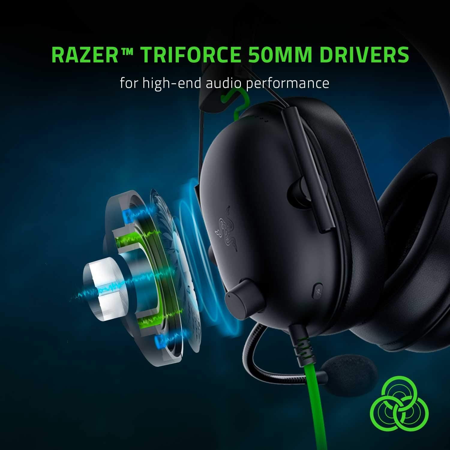 Razer Blackshark V2 X P2 com drivers Triforce de 50mm para áudio de alta qualidade