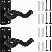 Suporte de parede para guitarra com gancho duplo preto acolchoado e parafusos de fixação