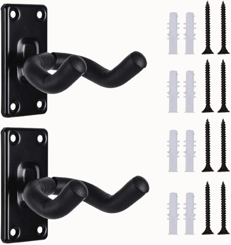Suporte de parede para guitarra com gancho duplo preto acolchoado e parafusos de fixação