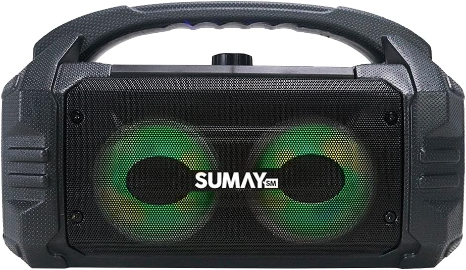 Caixa de som portátil Sumay SM-CSP1304 preta com LED verde e Bluetooth 50W RMS
