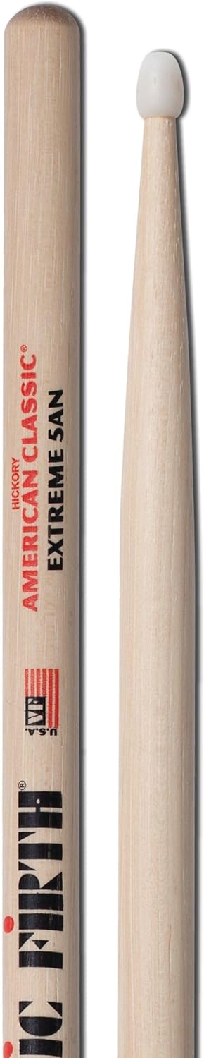 Baqueta Vic Firth American Classic Extreme 5AN com ponta de nylon e corpo em madeira clara