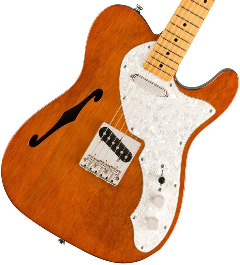 Guitarra Squier Classic Vibe '60s Telecaster Thinline semi-hollow vintage-tintado, corpo madeira natural com f-hole, captadores single coil, braço maple, ponte fixa metálica.