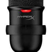 Microfone condensador USB HyperX Solocast preto com base e indicador LED vermelho