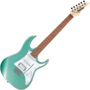 Ibanez Gio GRX40 guitarra elétrica verde metálico claro vista frontal com captadores e ponte vibrato