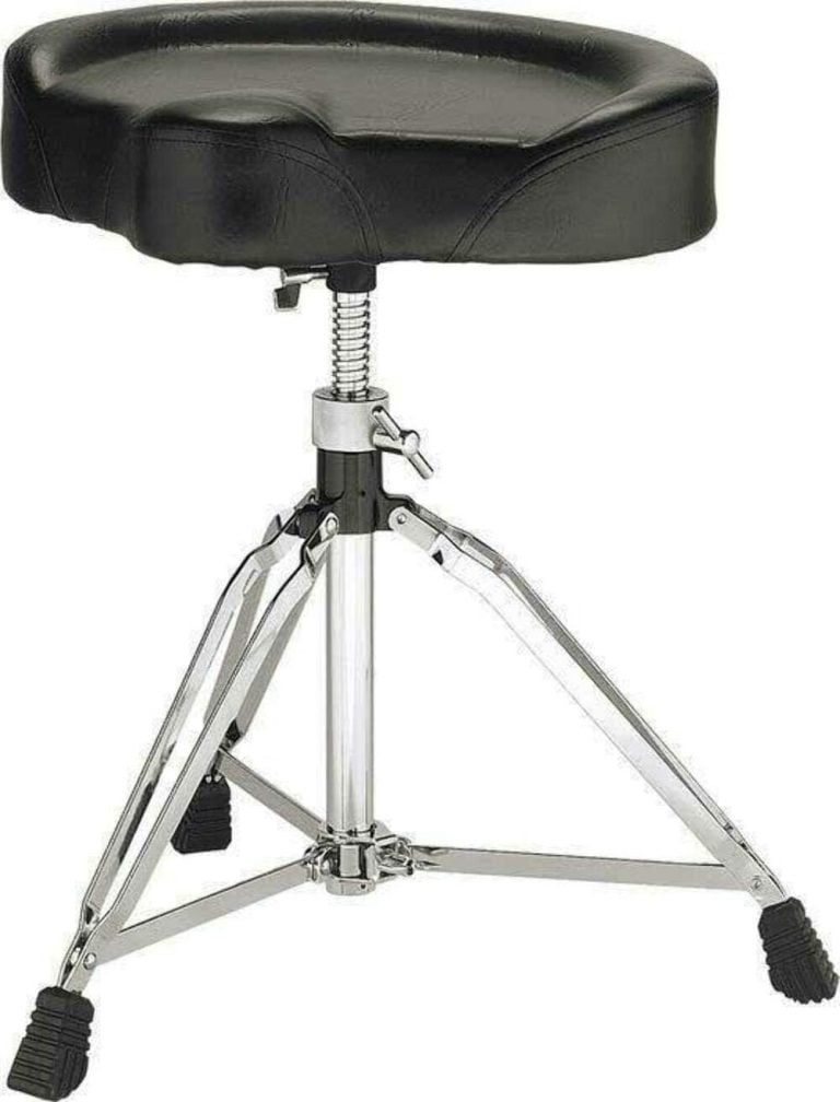 Banco de bateria DW Drum Workshop 5000 Series com assento em couro preto e base cromada ajustável