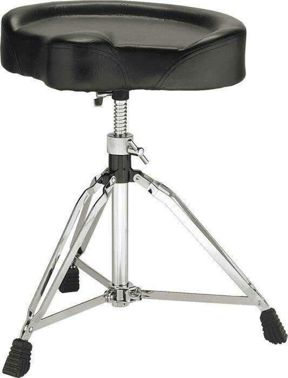 Banco de bateria DW Drum Workshop 5000 Series com assento em couro preto e base cromada ajustável