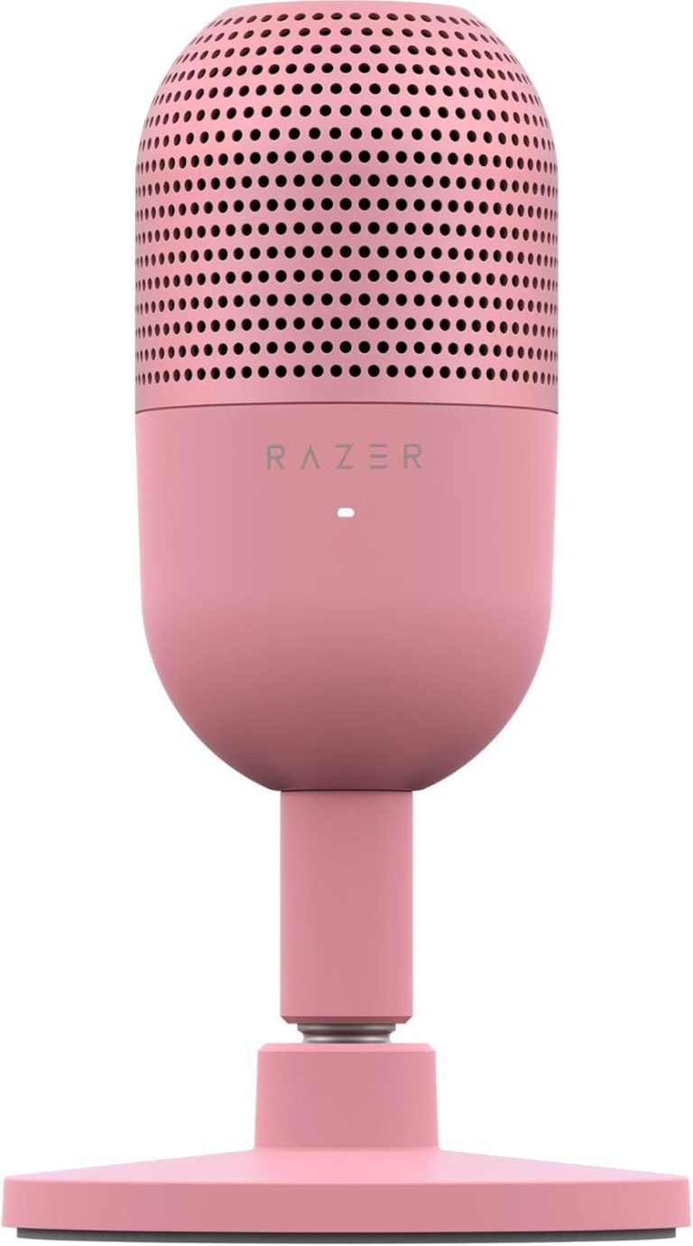 Microfone Razer Seiren V3 Mini USB ultracompacto na cor quartz rosa claro