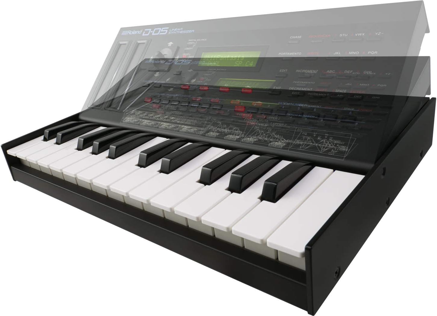 Teclado Roland K-25M com módulo Roland D-05 Linear Synthesizer, teclas sensíveis à velocidade