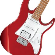 Ibanez Gio GRX40 Guitarra elétrica corpo sólido vermelha candy apple com captadores brancos e humbucker.