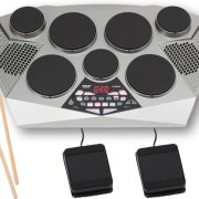 Pyle PTED06 bateria eletrônica portátil prata com painel digital e pedais