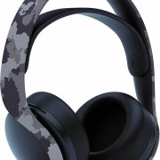 Headset PlayStation Pulse 3D sem fio cinza camuflado CFI-ZWH1R06 com almofadas pretas e design moderno