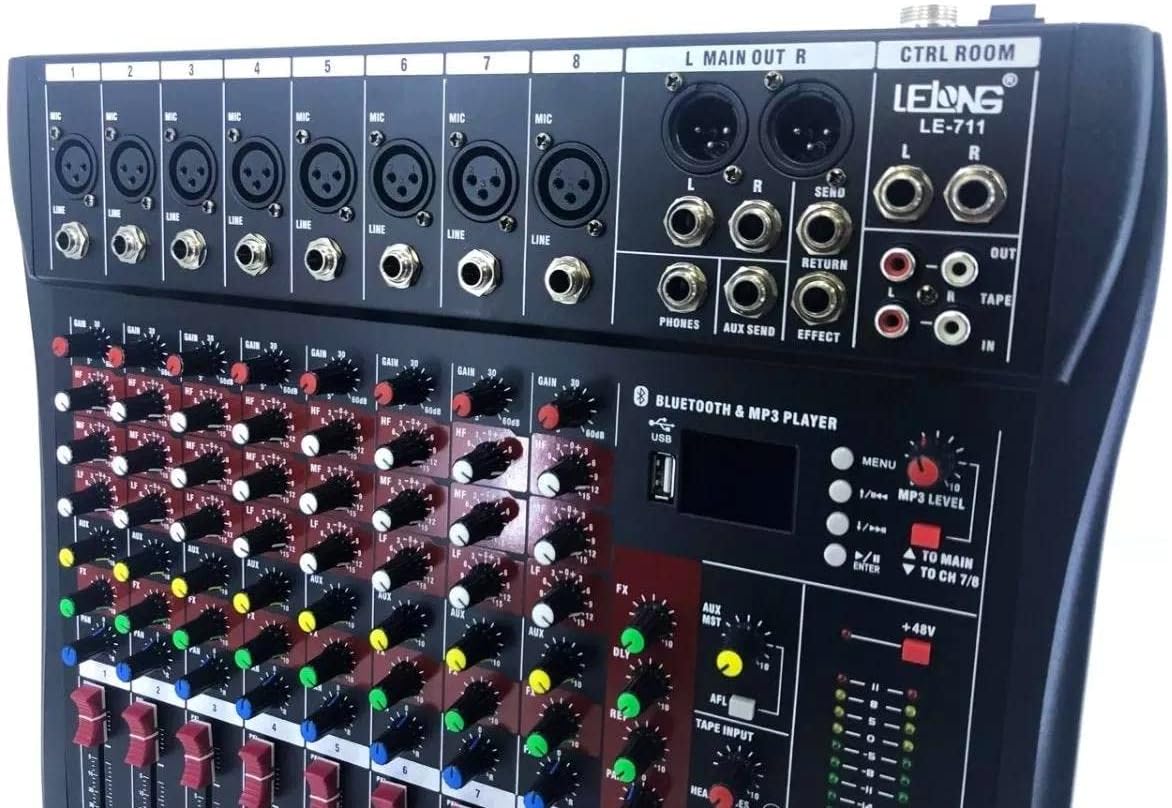Mesa de som Lelong LE-711 8 canais com Bluetooth e display digital