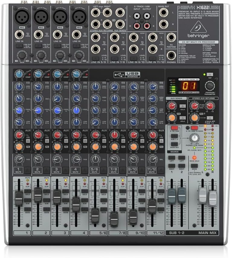 Mesa de som Behringer X1622USB 12 canais com compressor e interface USB