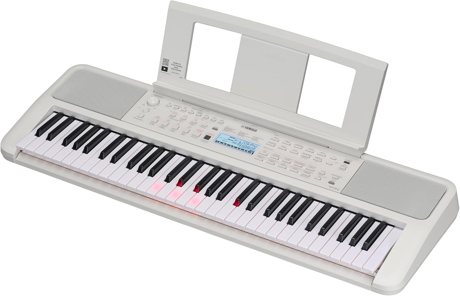 Teclado portátil Yamaha EZ-310 branco com 61 teclas iluminadas e suporte para partituras