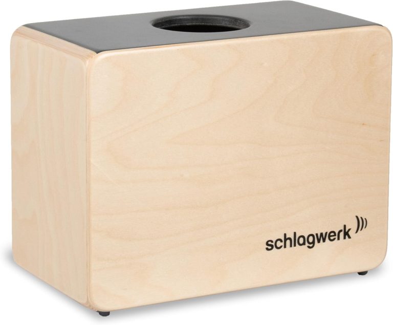 Schlagwerk DC300 Cajonito cajon compacto de madeira natural com tampo preto fosco e logo na frente