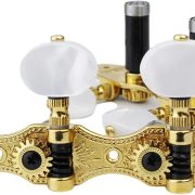 Sintonizadores de guitarra clássica dourados com botões de jade branco perolado e quadro aberto