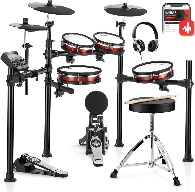 Bateria eletrônica Donner DED-200 MAX com 8 peças e 450 sons, módulo digital, pedal duplo e banco cromado