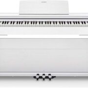 Piano digital Casio PX-870 Privia branco com 88 teclas sensíveis e pedais, vista frontal.