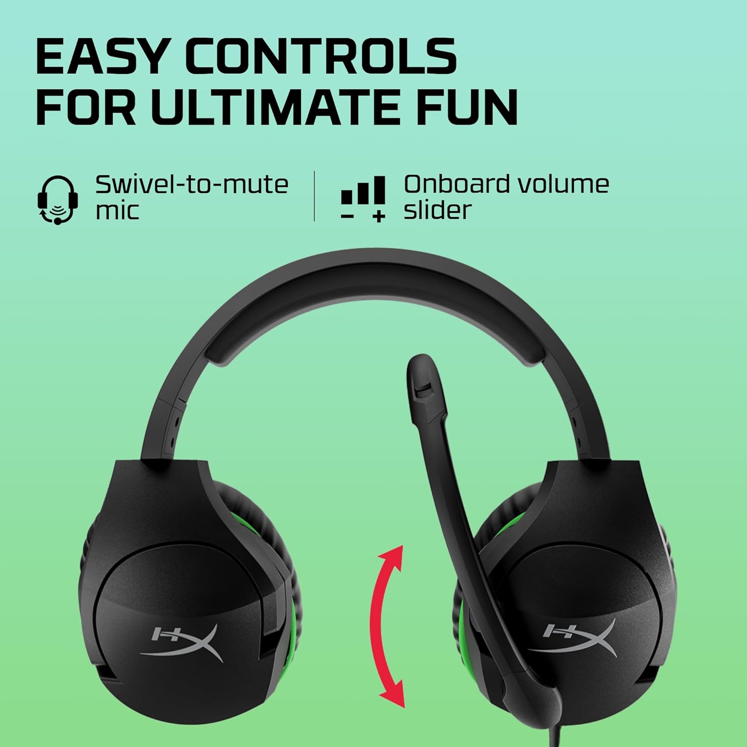 Microfone flexível com função girar para silenciar e controle de volume no headset HyperX CloudX Stinger Core