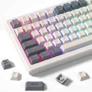 Teclado mecânico com teclas Double Shot PBT 127 teclas cinza retrô iluminadas em RGB e teclas soltas ao redor