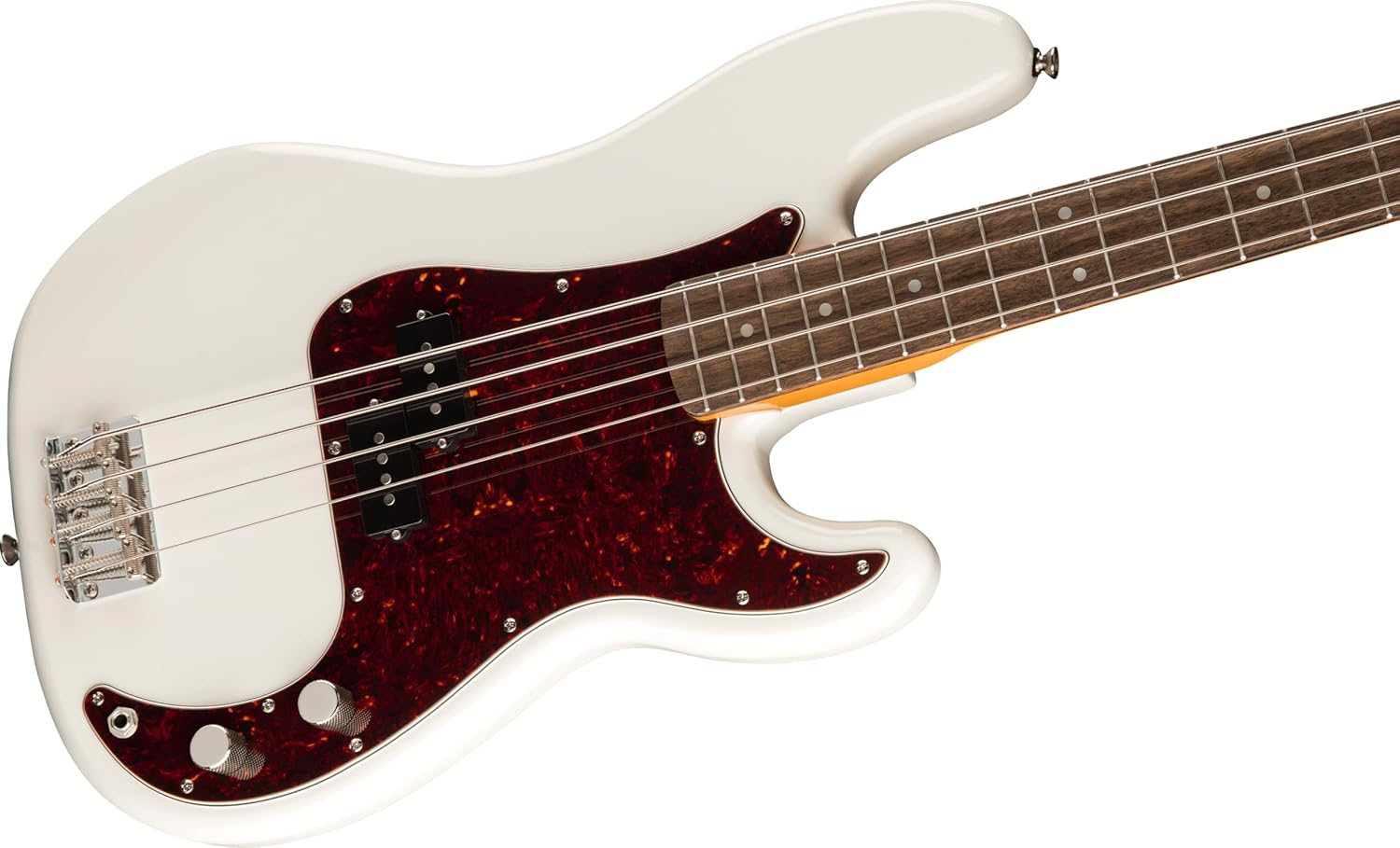 Contrabaixo Squier Classic Vibe '60s Precision Bass branco vintage vista diagonal