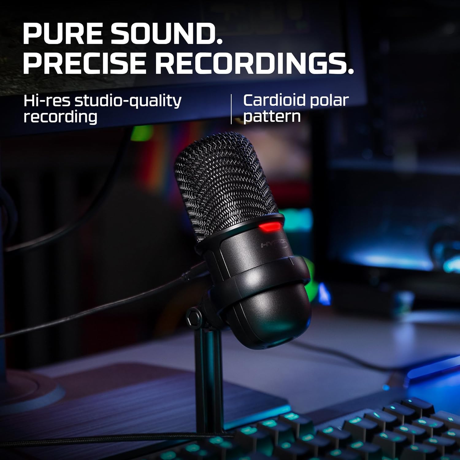 Microfone USB HyperX Solocast com gravação em alta resolução e padrão cardioide