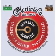 Embalagem de cordas para violão acústico Martin Authentic Acoustic Lifespan 2.0 MA530T Extra Light 10-47 Phosphor Bronze