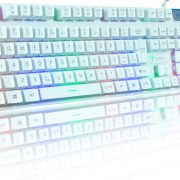 Teclado gamer semi mecânico branco Titorion TE001 com iluminação RGB e cabo USB 1,5 metros