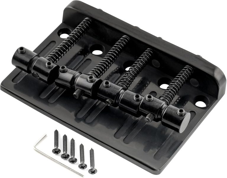 Ponte Musiclily Pro para baixo 4 cordas preta heavy duty com molas de ajuste e parafusos de fixação