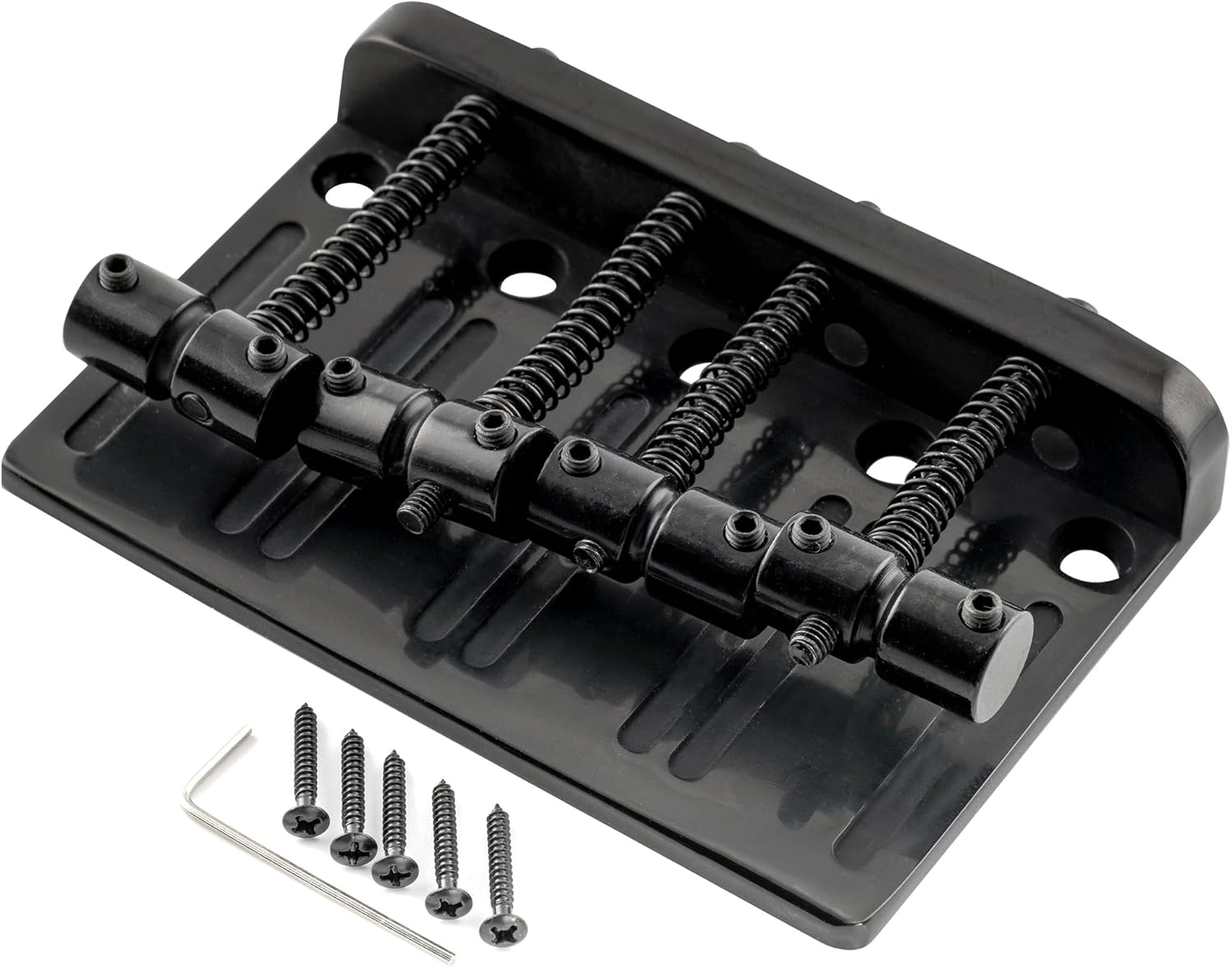 Ponte Musiclily Pro para baixo 4 cordas preta heavy duty com molas de ajuste e parafusos de fixação