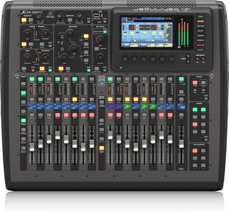 Behringer X32 COMPACT mesa de som digital 22 canais com display colorido e controles iluminados