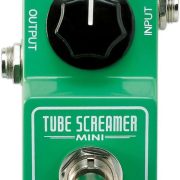 Pedal Ibanez Tube Screamer Mini verde para guitarra com controles de Tone, Level e Overdrive