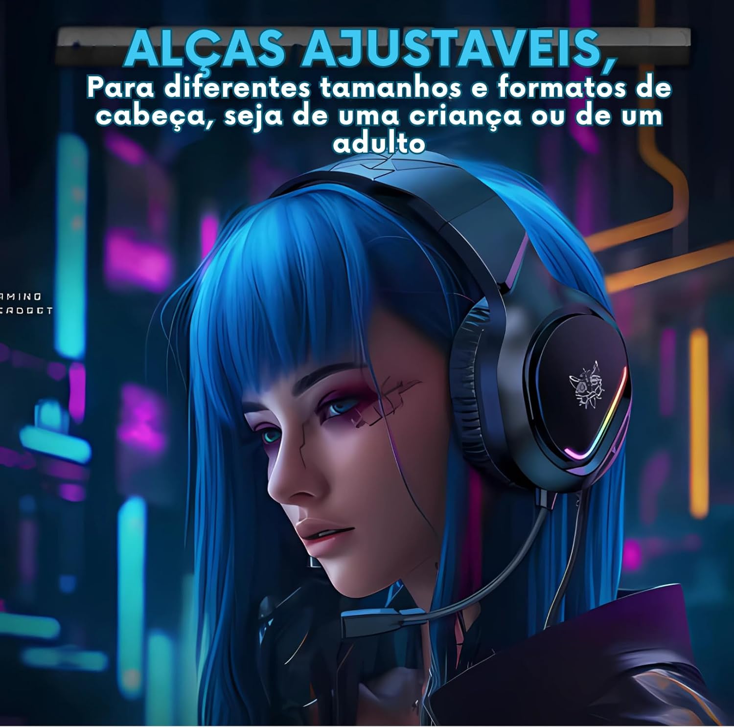 Fone gamer Onikuma X31 com alças ajustáveis compatíveis com vários tamanhos de cabeça.