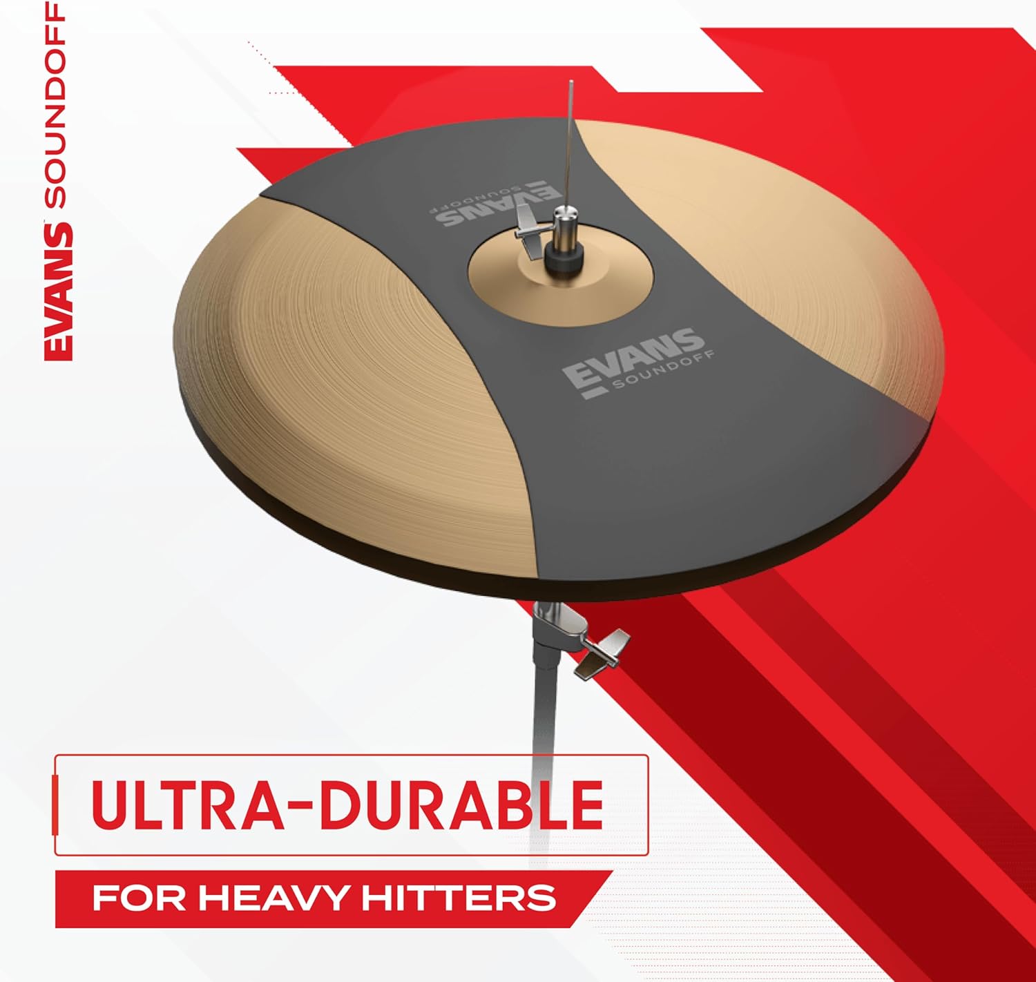 Prato de bateria com almofada Evans Soundoff ultra-durável para bateristas pesados