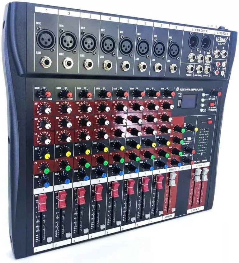Mesa de som Lelong LE-711 8 canais balanceados Bluetooth display digital