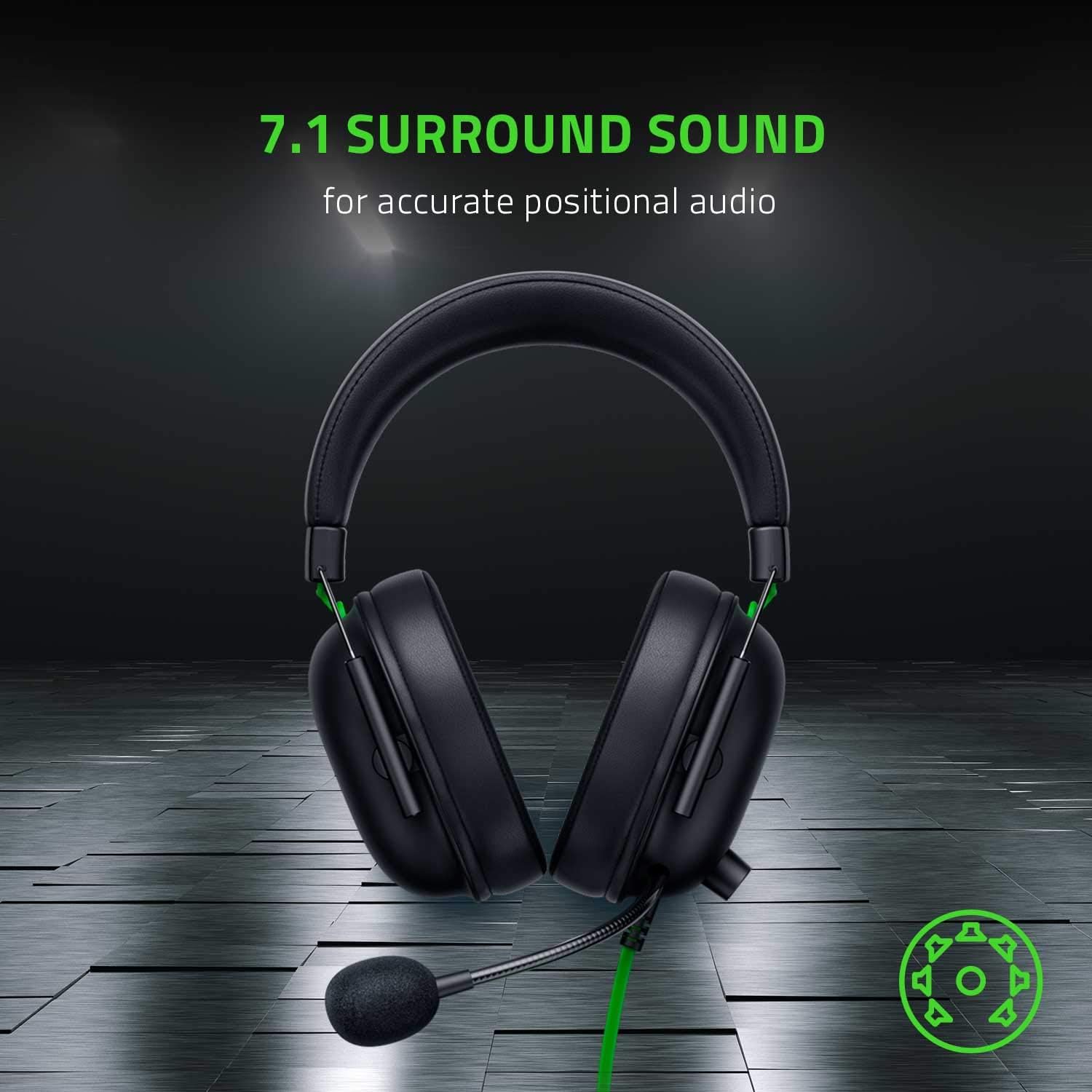 Headset Razer Blackshark V2 X com som surround 7.1 para áudio posicional preciso.