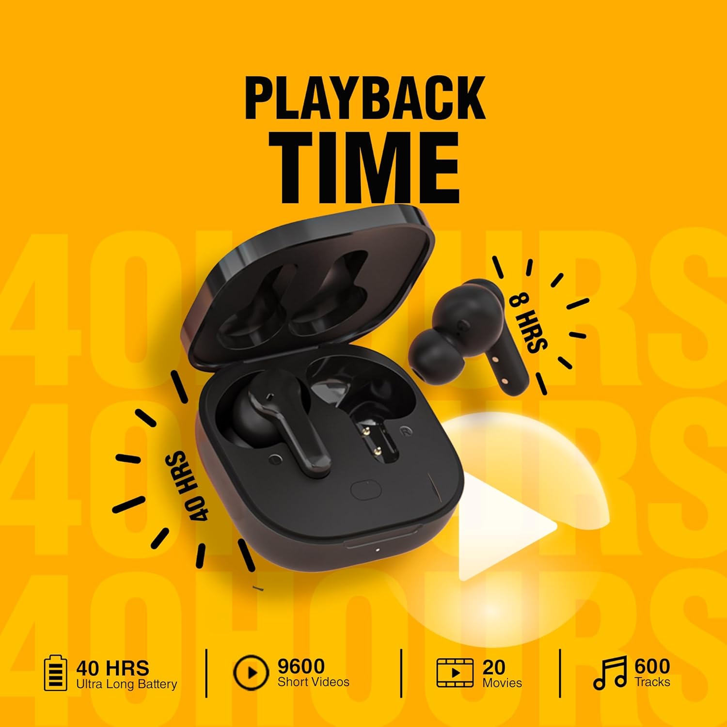 Fones QCY T13 com bateria de longa duração para até 40 horas de reprodução e múltiplos tipos de mídia
