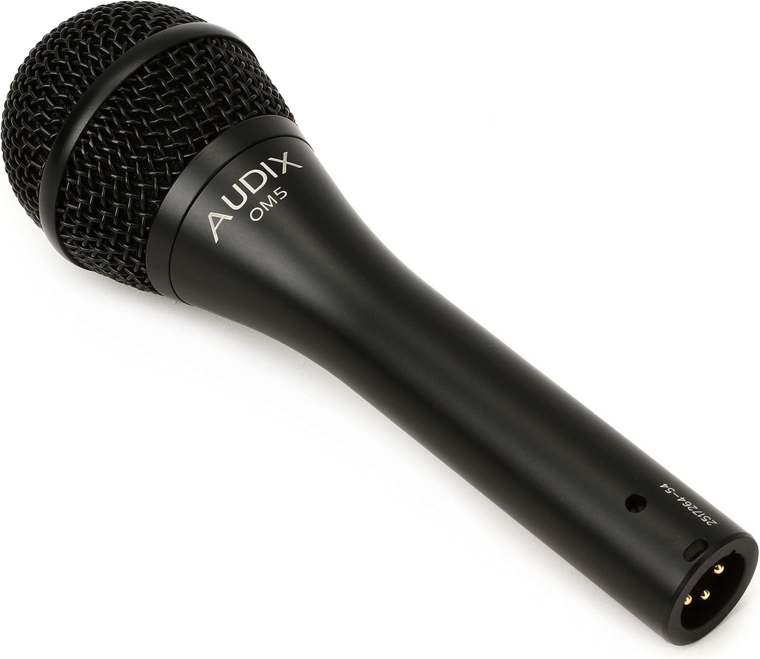 Microfone Audix OM5 preto com conector XLR e acabamento fosco.