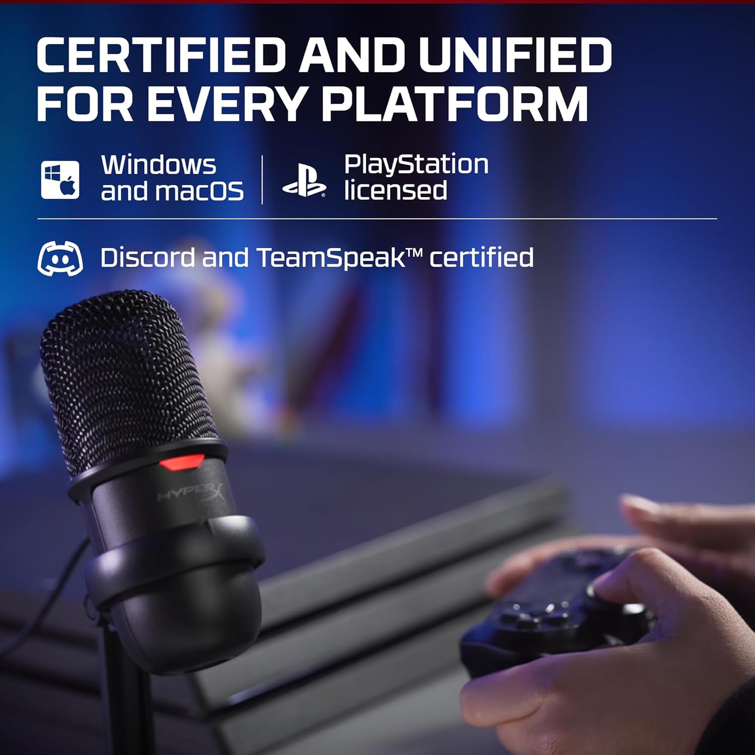 Microfone HyperX Solocast compatível com Windows, macOS, PlayStation, Discord e TeamSpeak