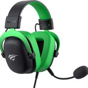 Fone de ouvido gamer Havit HV-H2002d verde com microfone flexível e almofadas acolchoadas