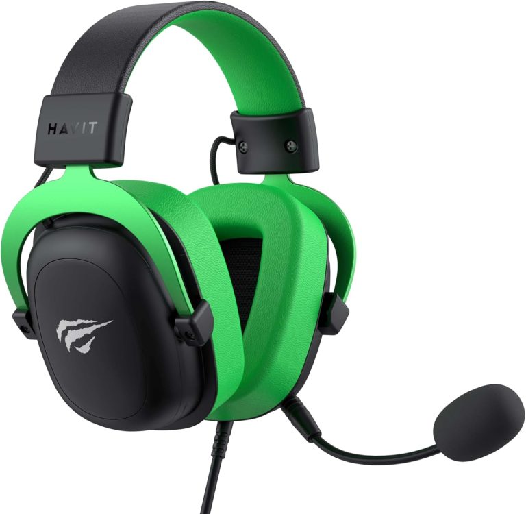 Headphone gamer Havit HV-H2002d verde com microfone flexível e almofadas acolchoadas