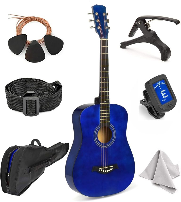 Master Play guitarra acústica infantil azul 76 cm com kit completo e acessórios