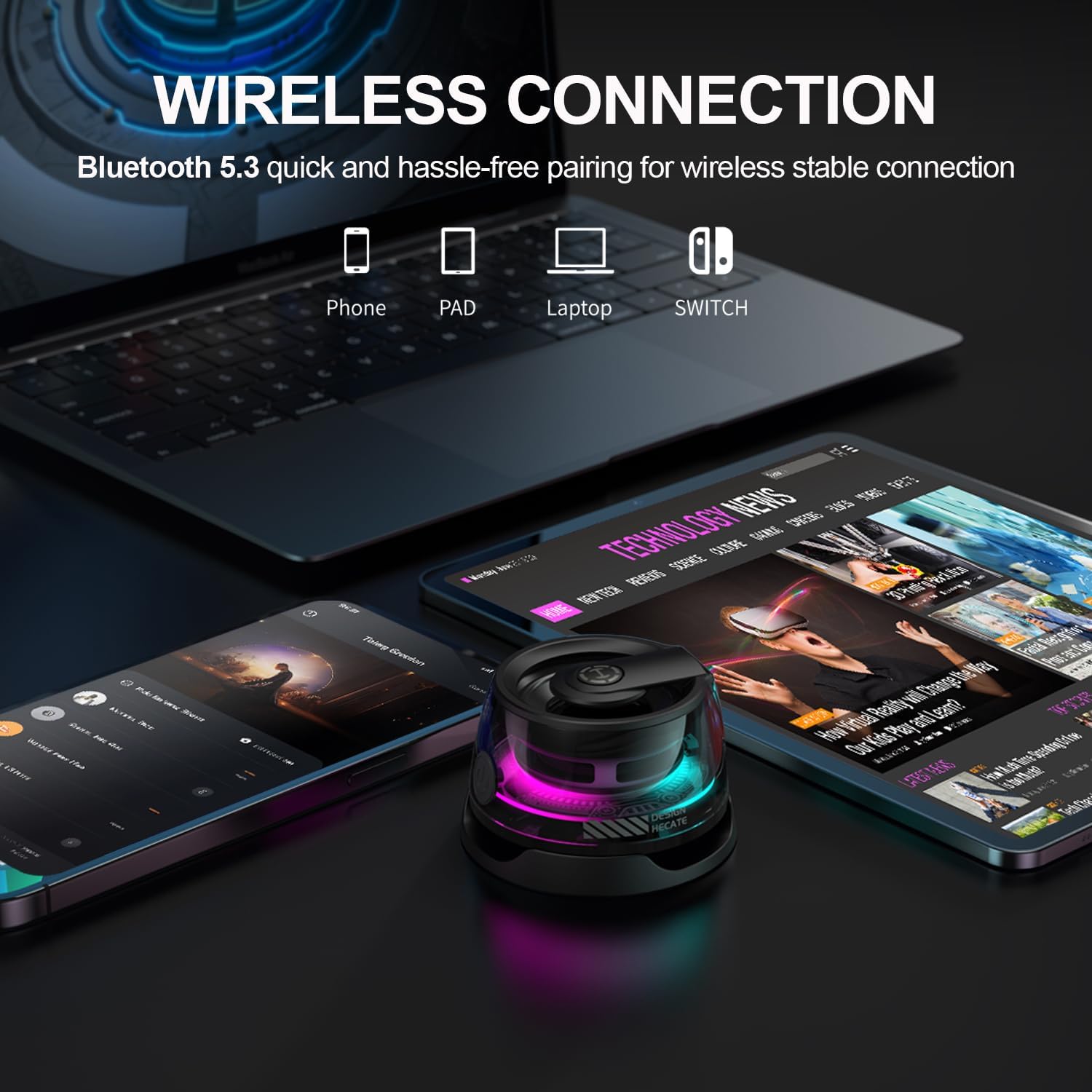 Caixa de som Edifier Hecate G200 com Bluetooth 5.3 para conexão wireless estável e rápida.