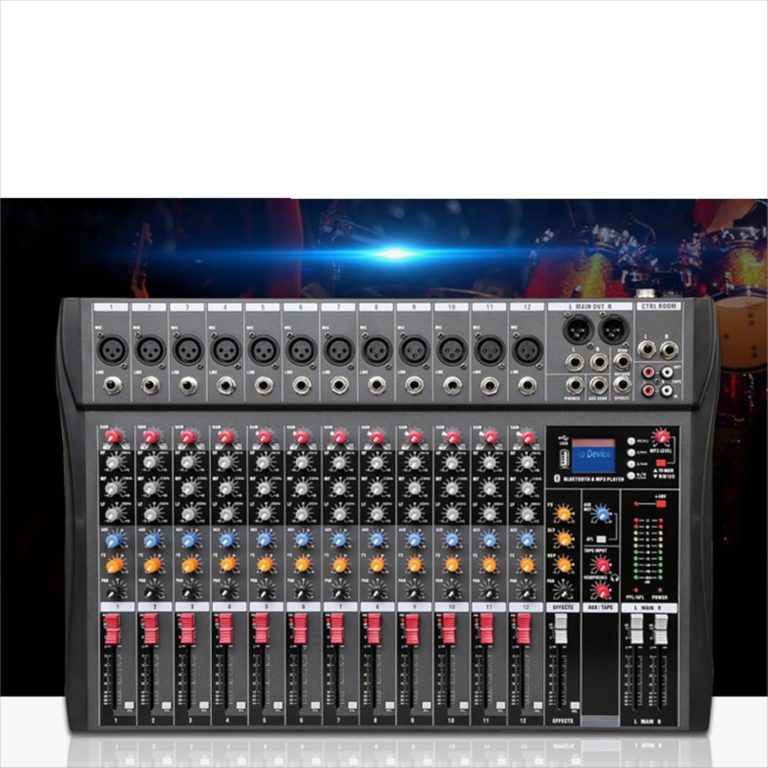 KINGSTER Mesa de som 12 canais Mixer Profissional com Bluetooth e USB